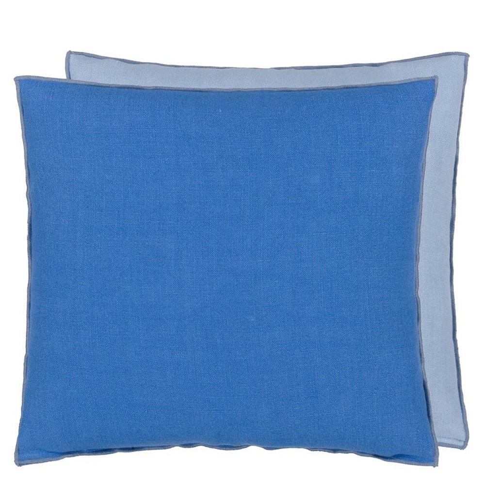 Designers Guild Brera Lino Plain Reversible Cushion in Cornflower Lapis